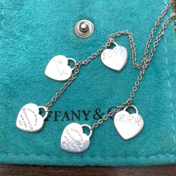 Tiffany Co 5 Hearts Drop Necklace 